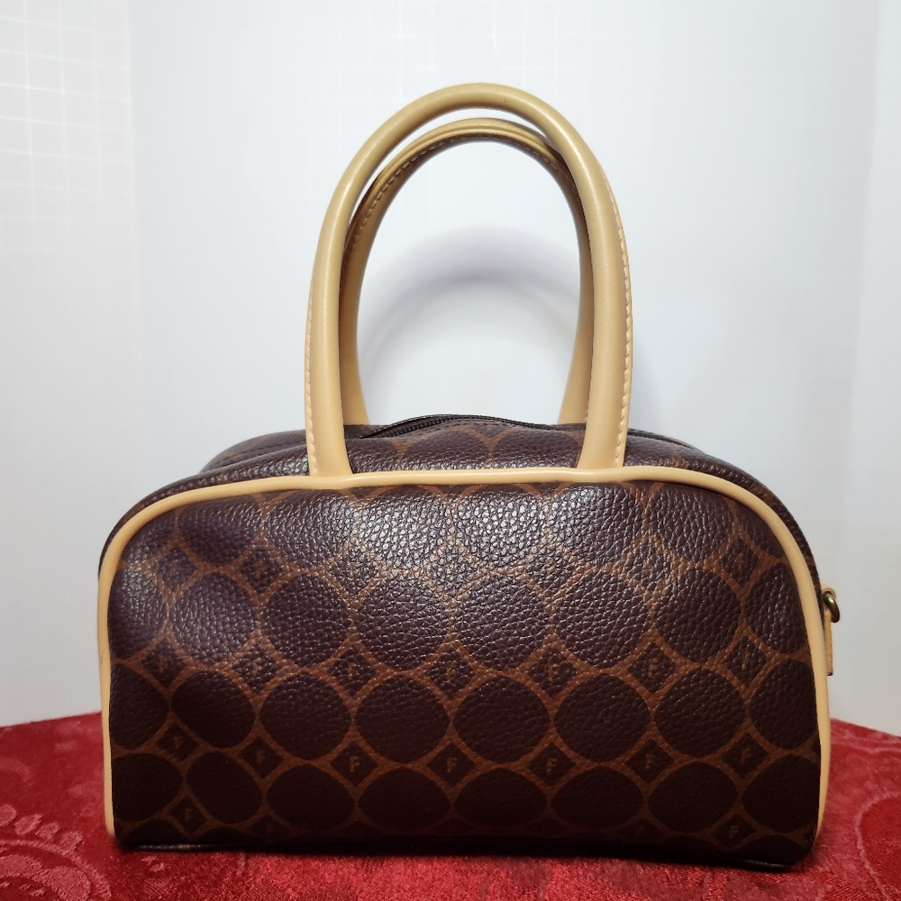 Vintage Fossil Brown and Tan Mini bowling bag